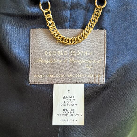 J.Crew Double Cloth Navy Blue Zip Up Jacket Size 2 Italian Wool Blazer XS Luxury - Picture 6 of 6